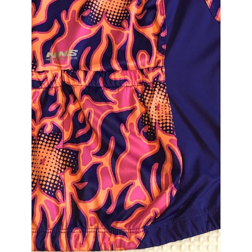 Nishiki Women's - Large -Bike Cycling Racing Jersey Shirt Orange Purple Pink Zip